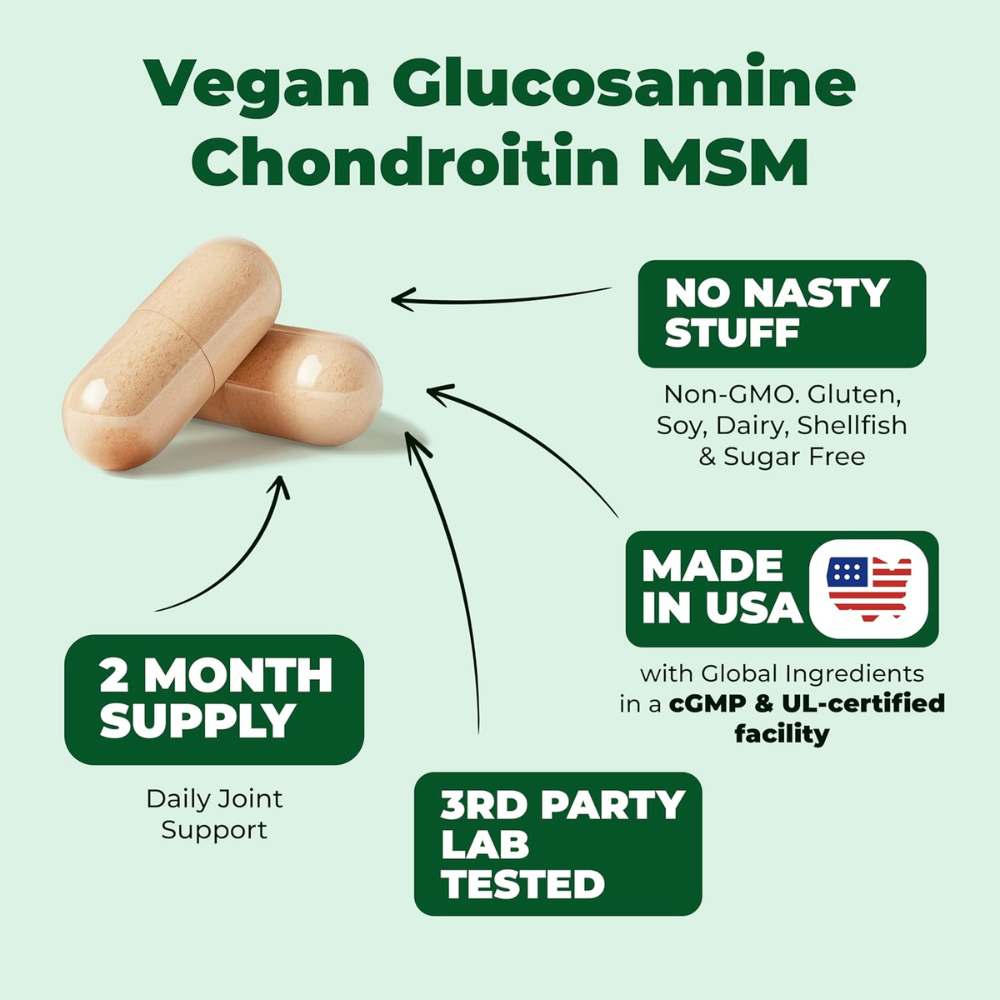 VEGAN GLUCOSAMINE CHONDROITIN MSM SUPPLEMENT 2 Pack