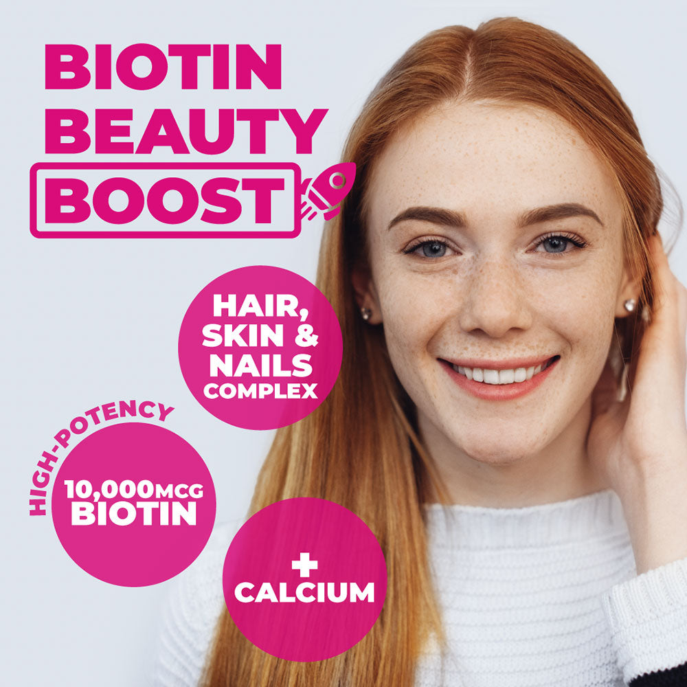 BIOTIN SUPPLEMENT - VITAMINS FOR HEALTHY HAIR, NAILS & SKIN