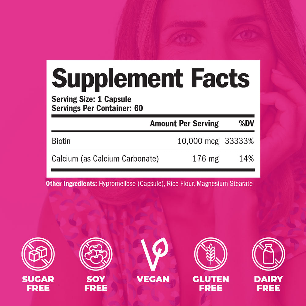 BIOTIN SUPPLEMENT - VITAMINS FOR HEALTHY HAIR, NAILS & SKIN