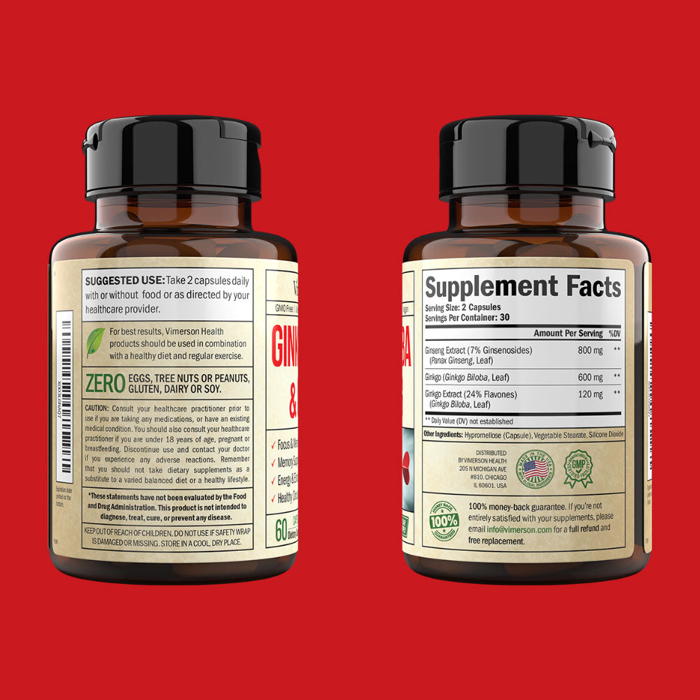 GINKGO BILOBA & GINSENG SUPPLEMENT - MEMORY & BRAIN HEALTH