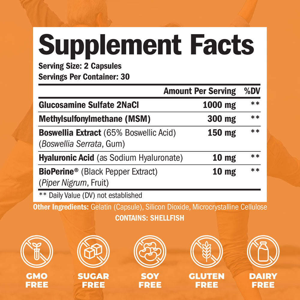GLUCOSAMINE + HYALURONIC ACID SUPPLEMENT - JOINT HEALTH