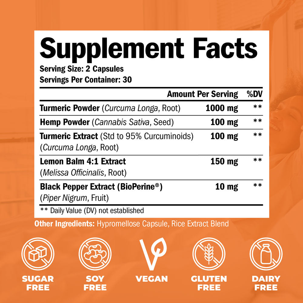 TURMERIC & HEMP SUPPLEMENT - SLEEP, MOOD & STRESS SUPPORT