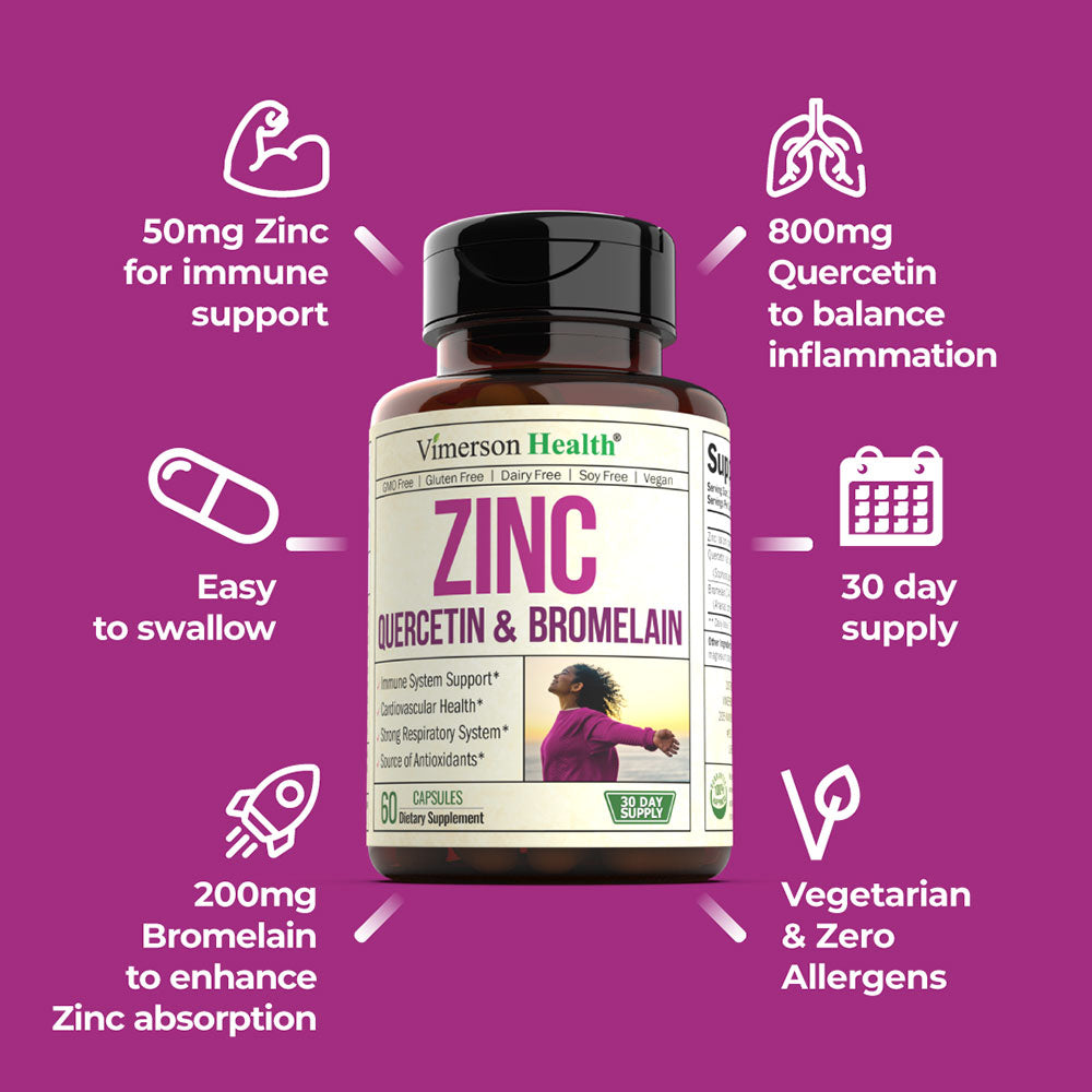 ZINC QUERCETIN & BROMELAIN SUPPLEMENT - IMMUNE SYSTEM HEALTH