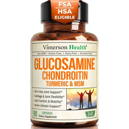 Glucosamine Chondroitin MSM – Joint Support Supplement for Women and Men with Glucosamine Sulfate 1500 mg, Chondroitin and MSM – for Cartilage, Joint Health and Flexibility – 90 Capsules