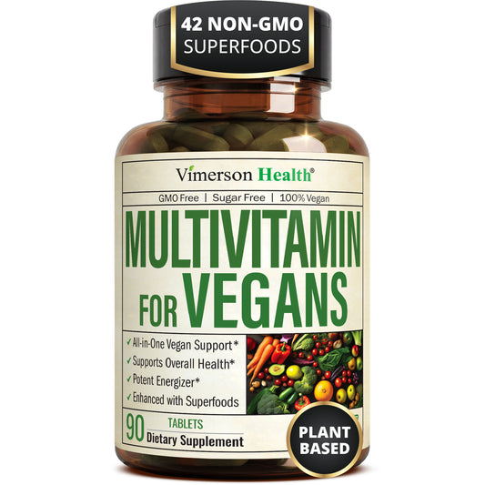 Vegan Multivitamin for Women and Men: Vitamins, Chelated Minerals and Bioavailable D3 for Focus and Energy Support – Daily Womens and Mens Multivitamins & Multiminerals – 90 Tablets
