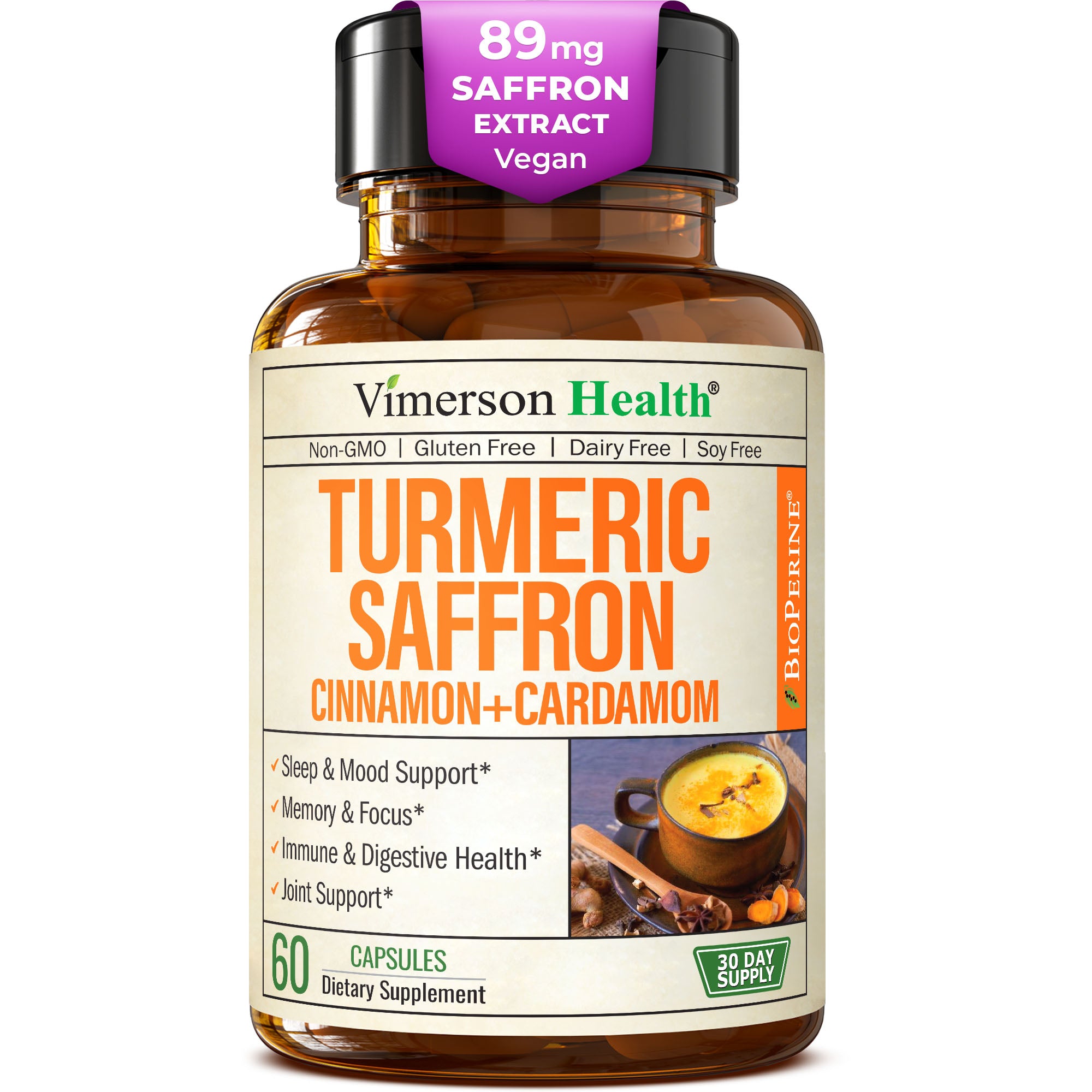 Best TURMERIC CINNAMON + SAFFRON & CARDAMOM Supplement for JOINTS