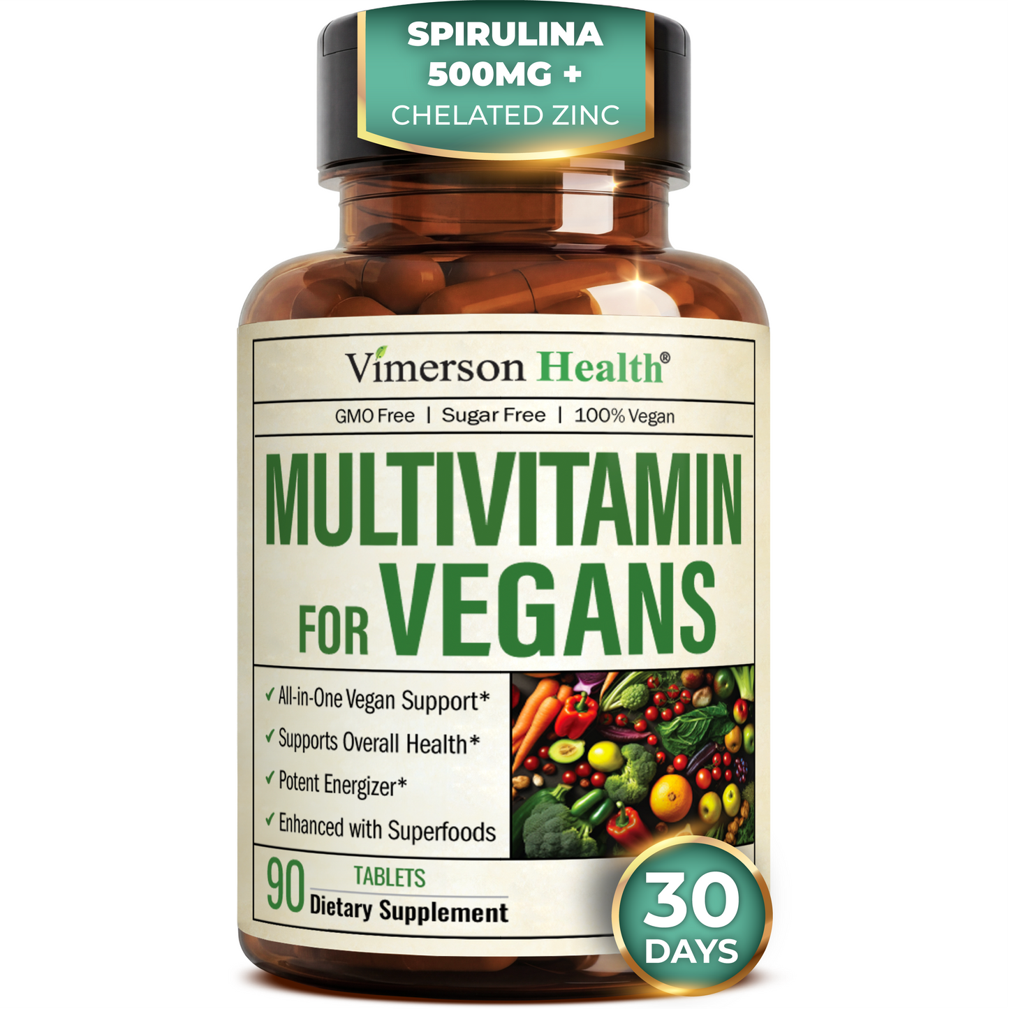 Vegan Multivitamin for Men and Women with Vitamins and Chelated Minerals for Energy, Focus and Immune Health – Premium Daily Womens and Mens Multivitamins & Multiminerals – 90 Tablets