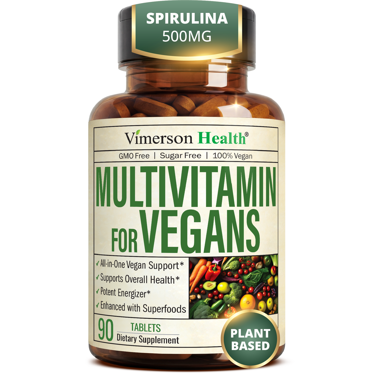 Vegan Multivitamin for Women and Men: Vitamins, Chelated Minerals and Bioavailable D3 for Focus and Energy Support – Daily Womens and Mens Multivitamins & Multiminerals – 90 Tablets