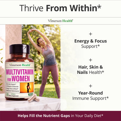 Multivitamin for Women – Methylated Multivitamin – Daily Wellness – 60 Caps Iron Free – Methylcobalamin B12 & Folate 5-MTHF – Easy-Swallow, Gentle on Stomach Daily Womens Multivitamins & Multiminerals