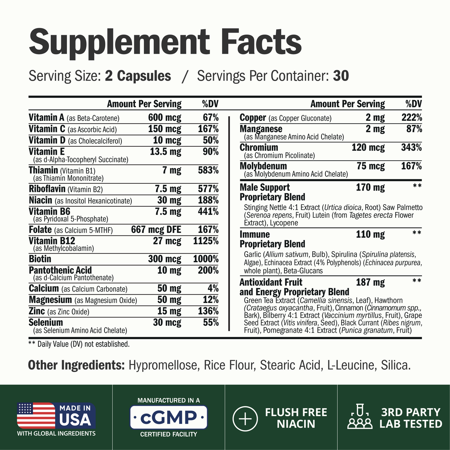 Multivitamin for Men with Methylated Vitamins and Chelated Minerals for Energy, Focus and Immune Health – Premium Daily Mens Multivitamins & Multiminerals – 60 Capsules