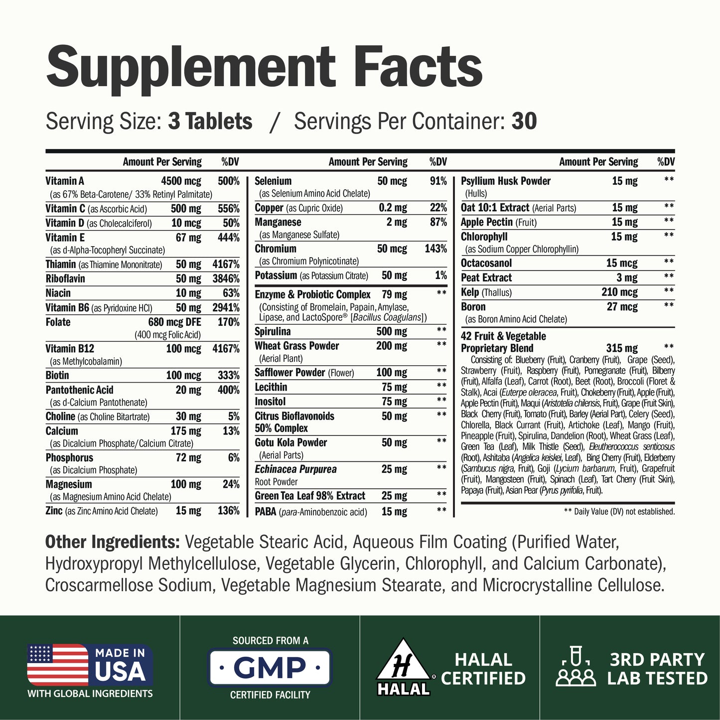 Vegan Multivitamin for Women and Men: Vitamins, Chelated Minerals and Bioavailable D3 for Focus and Energy Support – Daily Womens and Mens Multivitamins & Multiminerals – 90 Tablets
