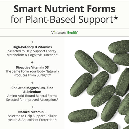 Vegan Multivitamin for Women and Men: Vitamins, Chelated Minerals and Bioavailable D3 for Focus and Energy Support – Daily Womens and Mens Multivitamins & Multiminerals – 90 Tablets