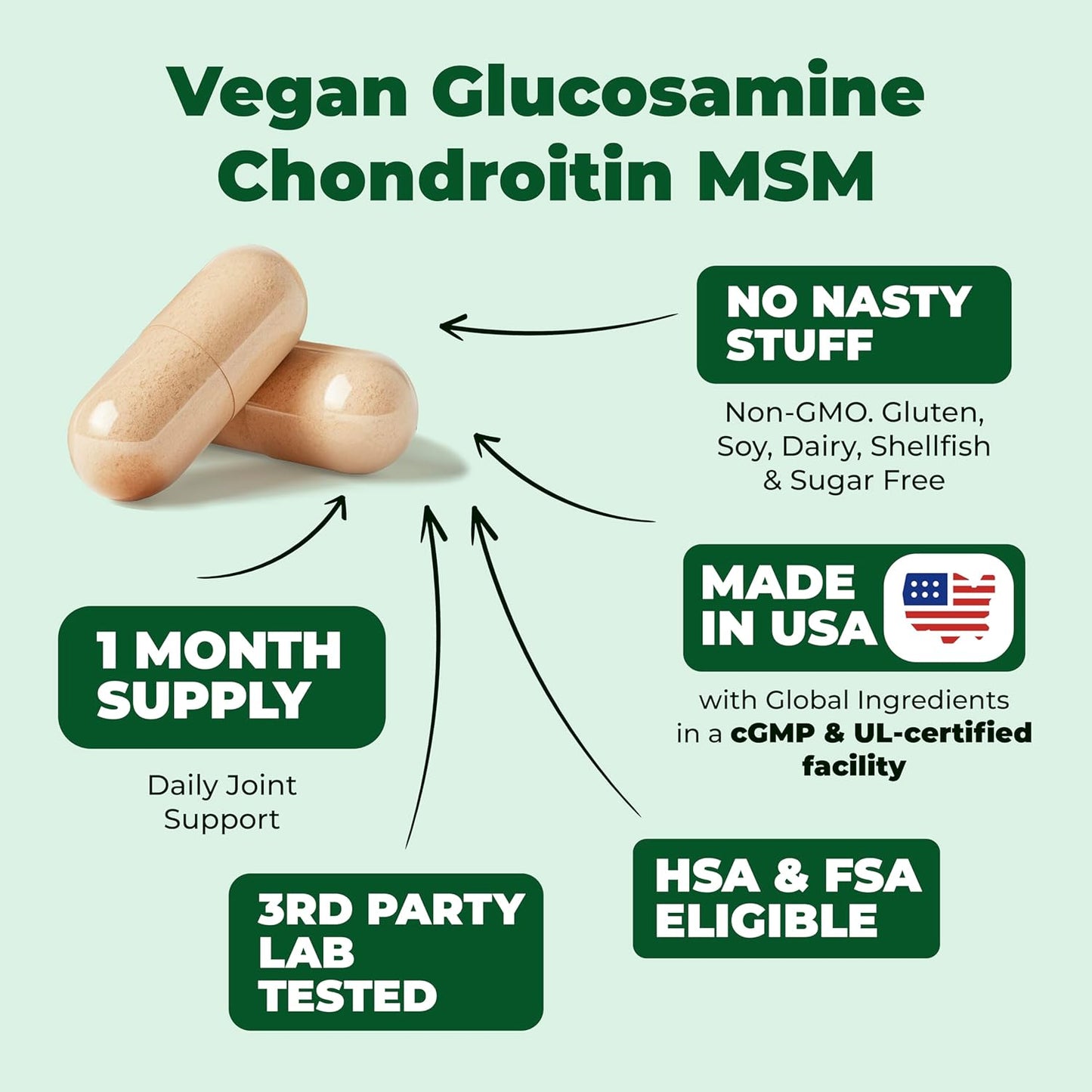 VEGAN GLUCOSAMINE CHONDROITIN MSM SUPPLEMENT