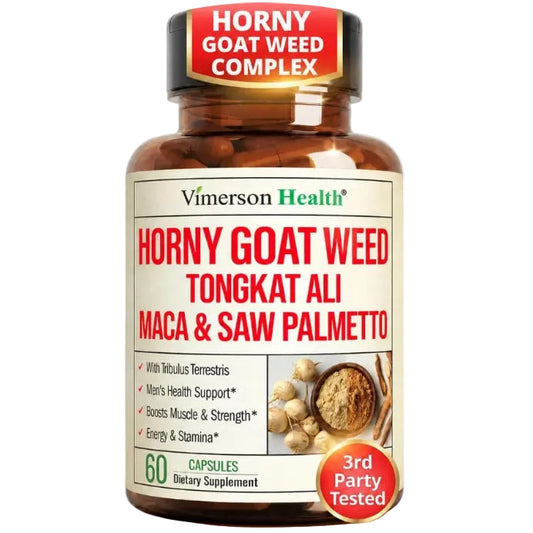 Horny Goat Weed for Men 1000mg – 9-in-1 Male Enhancing Supplement for Energy & Stamina – Hornygoatweed with Maca Root, Tongkat Ali, Saw Palmetto, Panax Ginseng & Tribulus Terrestris – 60 Capsules