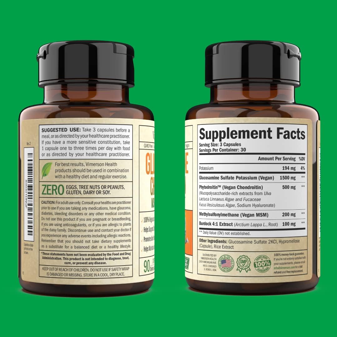 VEGAN GLUCOSAMINE CHONDROITIN MSM SUPPLEMENT