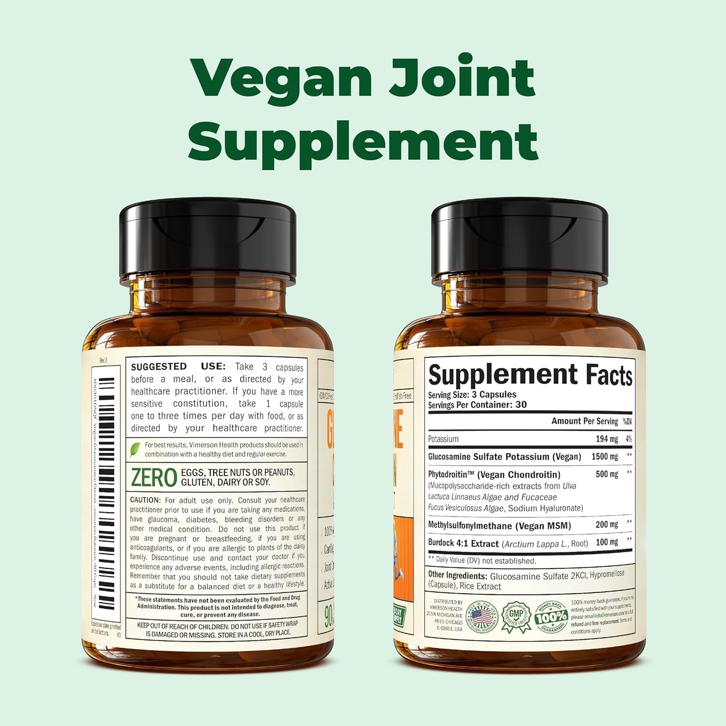 VEGAN GLUCOSAMINE CHONDROITIN MSM SUPPLEMENT