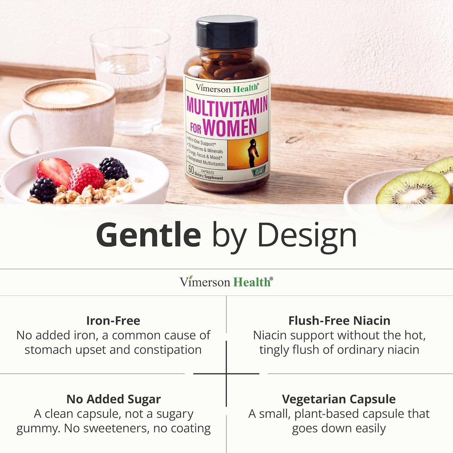 Multivitamin for Women: Methylated B Vitamins, Chelated Minerals and Bioavailable D3 for Focus and Energy Support – Daily Womens Multivitamins and Multiminerals – 60 Capsules