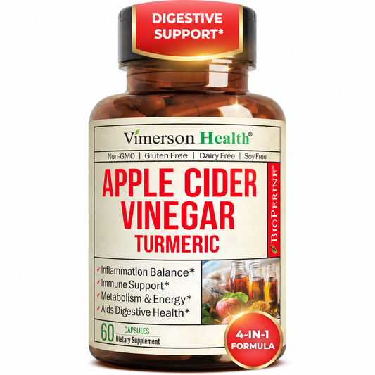 Organic Apple Cider Vinegar with Turmeric Curcumin Supplement & Ginger for Digestive Health, Metabolism, Energy & Joint Support - Organic Turmeric & Apple Cider Vinegar Capsules. 60 Vegan Non-GMO Caps