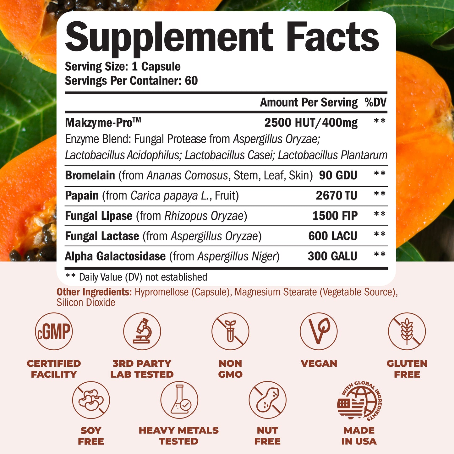 Digestive Enzymes - Probiotic Multi Enzyme (Enzimas Digestivas) - Digestive Supplements with Unique Makzyme-Pro Formula - Advanced Enzymes for Digestion, Bowel Movements & Nutrient Absorption. 60 Caps