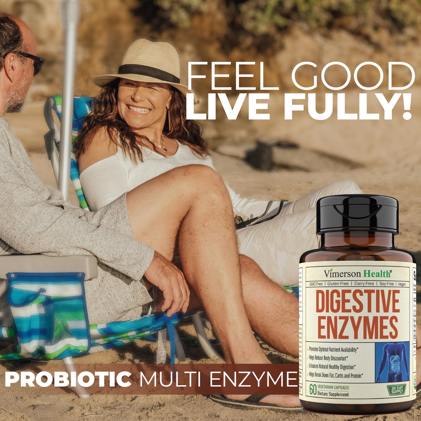 Digestive Enzymes - Probiotic Multi Enzyme (Enzimas Digestivas) - Digestive Supplements with Unique Makzyme-Pro Formula - Advanced Enzymes for Digestion, Bowel Movements & Nutrient Absorption. 60 Caps