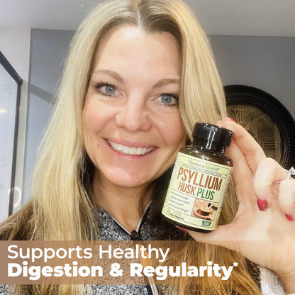 Fiber Supplement with 1080mg Psyllium Husk Powder, Slippery Elm for Women & Men, Ginger Root – High Fiber Pills for Regularity, Digestive & Gut Health – Gentle on Stomach 60 Psyllium Husk Capsules