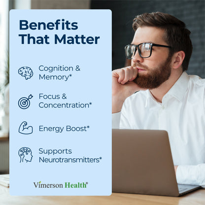 Nootropics Brain Support Supplement - Nootropic Brain Booster for Improved Focus, Concentration & Memory. Brain Nootropic for Brain Health, Mood & Energy Support. Non-GMO. Made in the USA. 60 Capsules