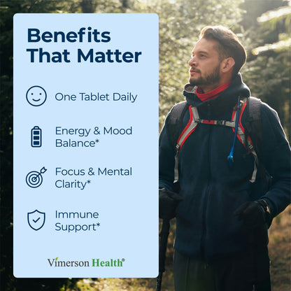 Vitamin B Complex with Vitamin B12, Niacin, Vitamin B2, Vitamin B6, Folic Acid 400mcg. B Complex Vitamins for Women & Men. Aids Mood, Energy, Nervous System & Immune Support. High Potency. One a Day