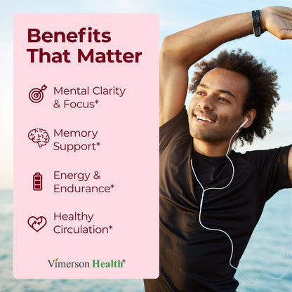 Asian Ginseng and Ginkgo Biloba Supplements – Panax Ginseng Extract 700mg + Ginko Biloba 720mg – Nootropic Brain Supplement for Memory, Focus & Sustained Energy – 60 Easy-to-Swallow Capsules