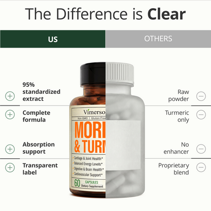 Moringa Capsules – 3-in-1 Turmeric Moringa Supplement with BioPerine (Black Pepper Extract) for Max Absorption – Potent 4:1 Moringa Oleifera Extract + Tumeric for Energy & Joint Support – 60 Capsules