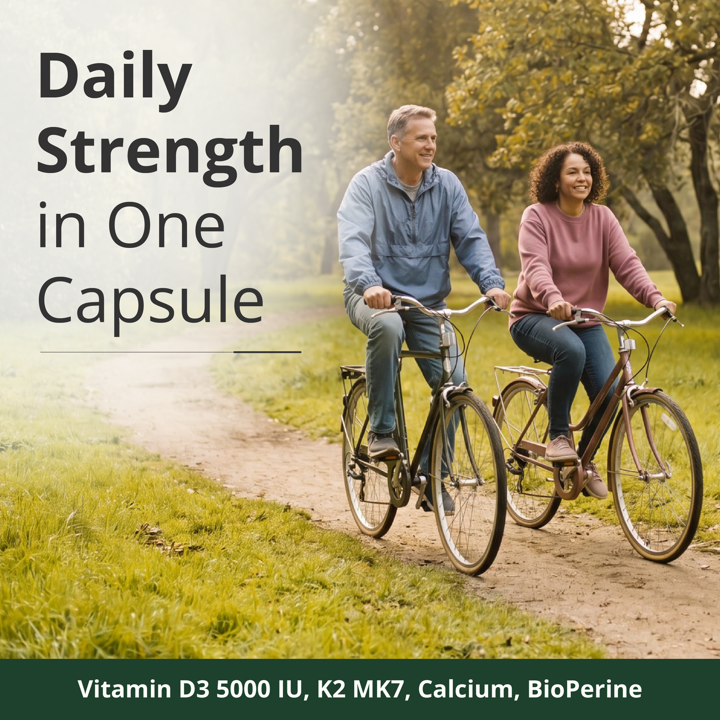 Vitamin D3 K2 Calcium Supplement for Bone, Muscle & Immune Support – Vitamin D3 5000 IU, Vitamin K2 MK7, Calcium & Black Pepper (BioPerine) for Max Absorption – All-in-One Convenience – 60 Capsules