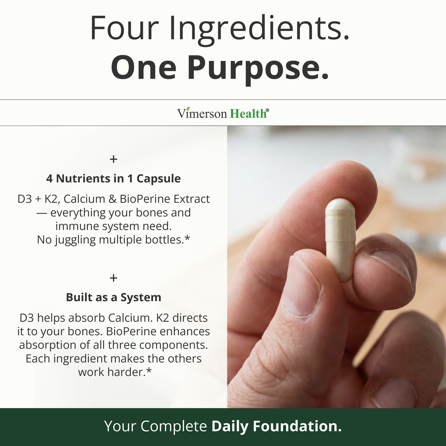 Vitamin D3 K2 Calcium Supplement for Bone, Muscle & Immune Support – Vitamin D3 5000 IU, Vitamin K2 MK7, Calcium & Black Pepper (BioPerine) for Max Absorption – All-in-One Convenience – 60 Capsules
