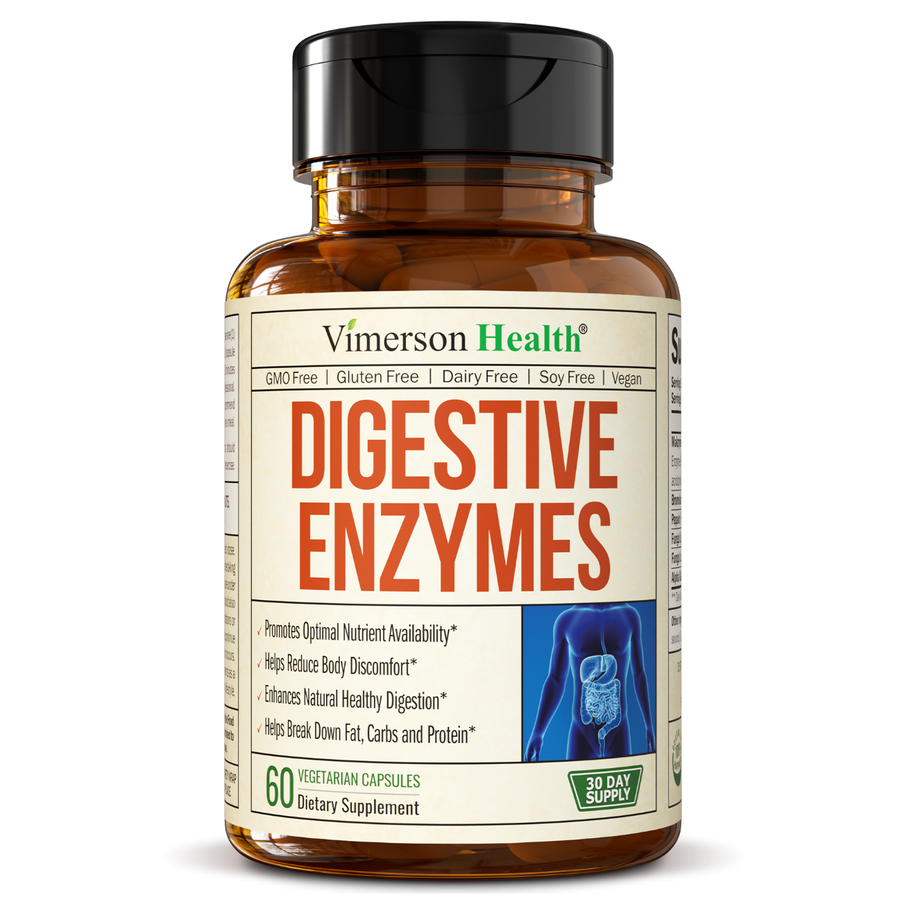 Digestive Enzymes - Probiotic Multi Enzyme (Enzimas Digestivas) - Digestive Supplements with Unique Makzyme-Pro Formula - Advanced Enzymes for Digestion, Bowel Movements & Nutrient Absorption. 60 Caps