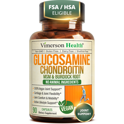 Glucosamine Chondroitin MSM – Joint Support Supplement for Women and Men with Glucosamine Sulfate 1500 mg, Chondroitin and MSM – for Cartilage, Joint Health and Flexibility – 90 Capsules, Vegan