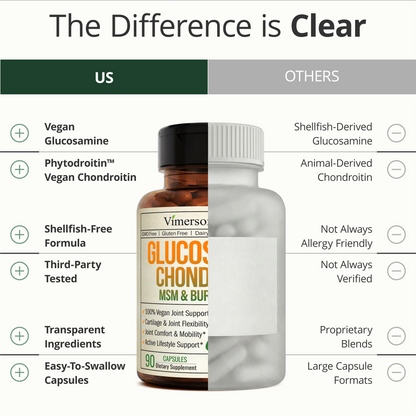 Glucosamine Chondroitin MSM – Joint Support Supplement for Women and Men with Glucosamine Sulfate 1500 mg, Chondroitin and MSM – for Cartilage, Joint Health and Flexibility – 90 Capsules, Vegan