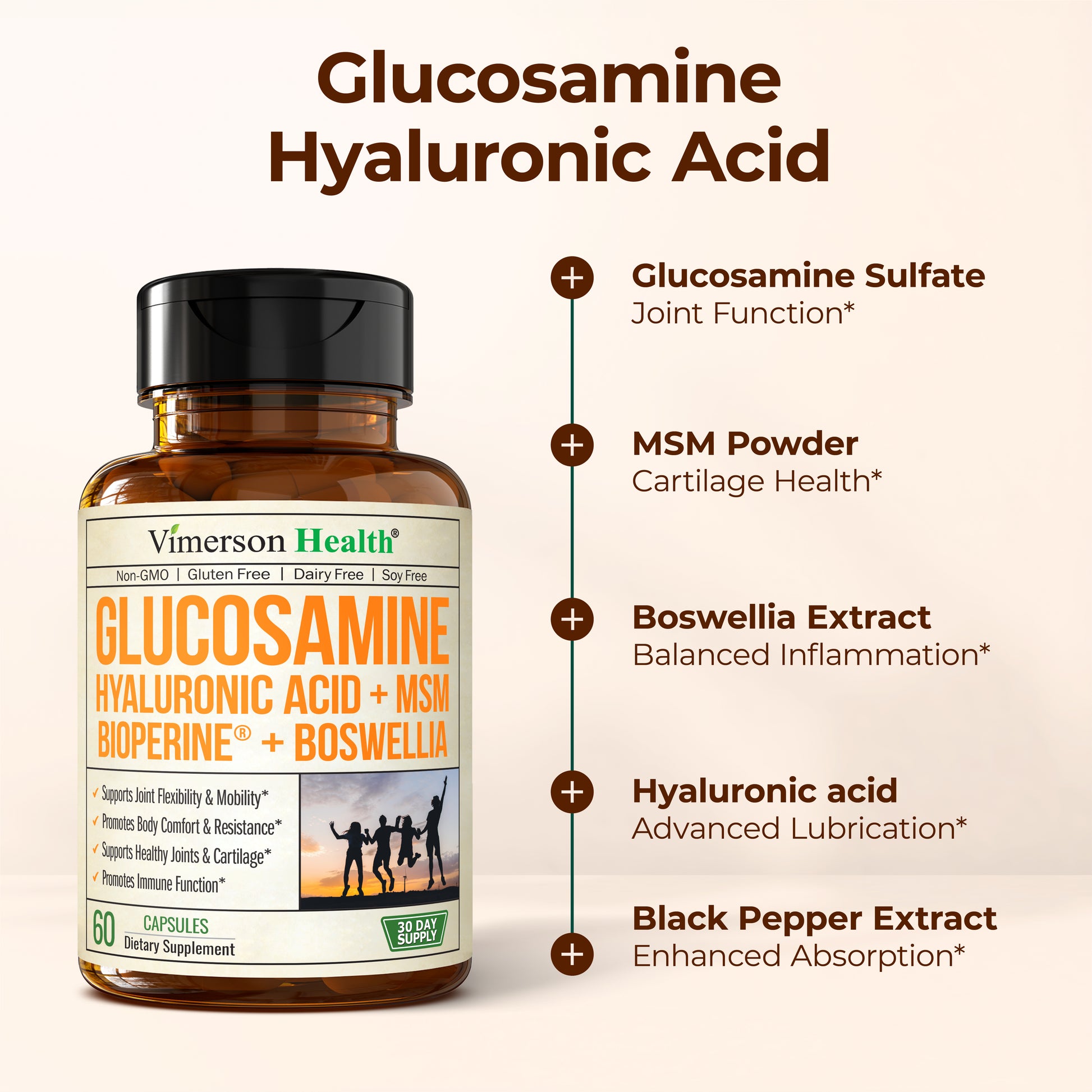 Best GLUCOSAMINE + HYALURONIC ACID with MSM and BOSWELLIA for JOINTS Vimerson Health Best GLUCOSAMINE + HYALURONIC ACID with MSM and BOSWELLIA for JOINTS Vimerson Health