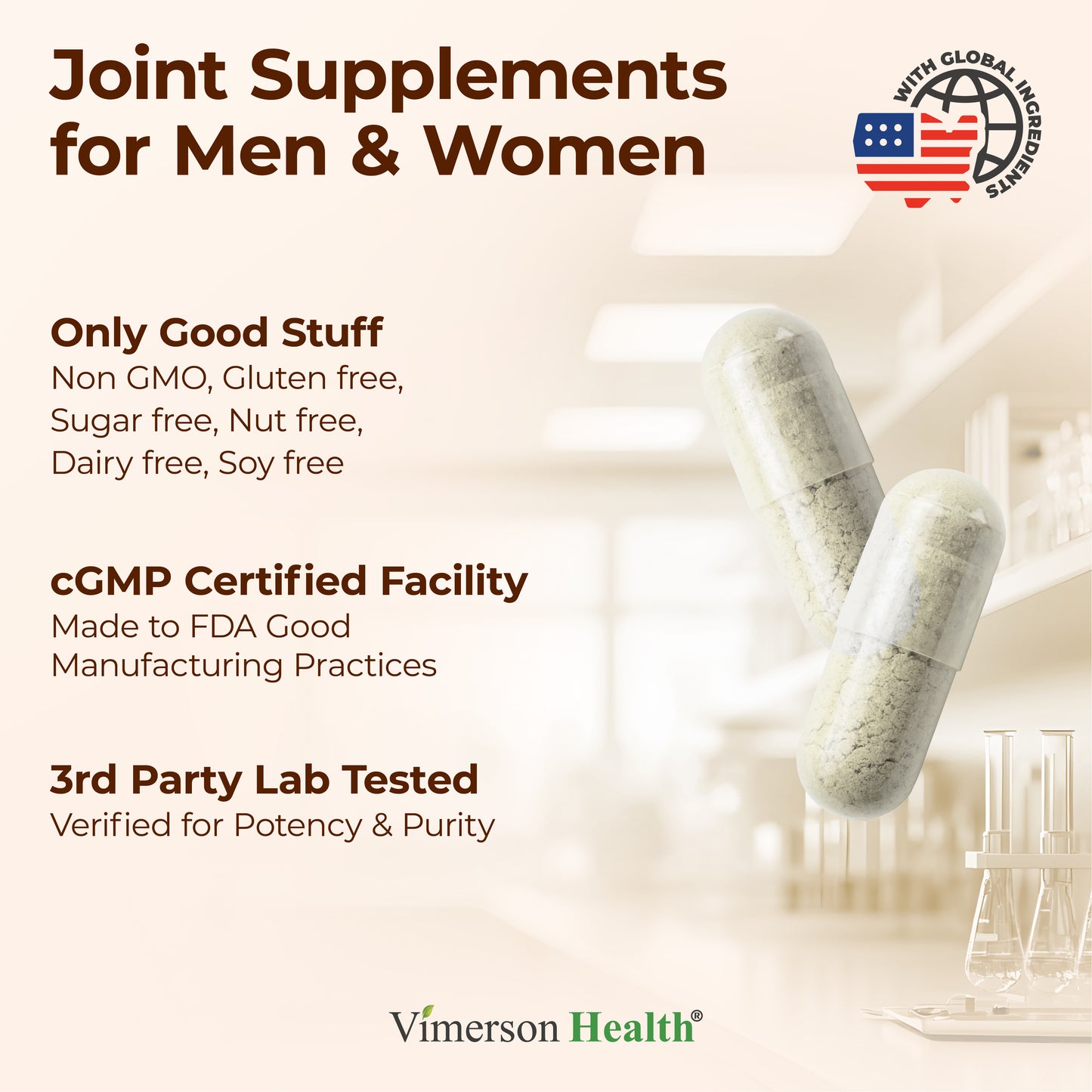 Glucosamine Sulfate with Hyaluronic Acid, Boswellia, Black Pepper & MSM Supplement – 5-in-1 Joint Supplements for Men and Women – Joint Health, Mobility & Bone Strength – FSA Eligible 60 Caps