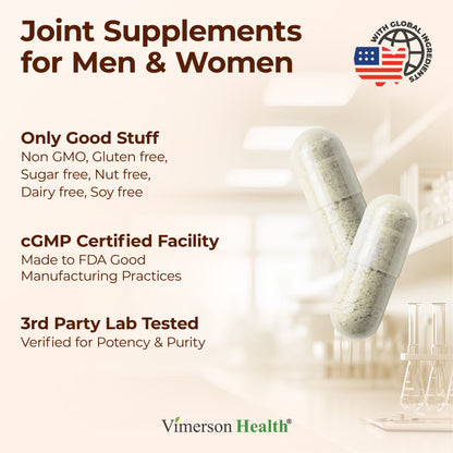 Glucosamine Sulfate with Hyaluronic Acid, Boswellia, Black Pepper & MSM Supplement – 5-in-1 Joint Supplements for Men and Women – Joint Health, Mobility & Bone Strength – FSA Eligible 60 Caps