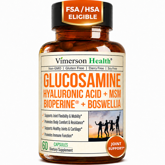 Joint Support Supplement with Glucosamine Sulfate, Hyaluronic Acid, Boswellia & MSM – Supports Joint Health, Mobility & Bone Strength – for Daily Use – FSA Eligible 60 Capsules