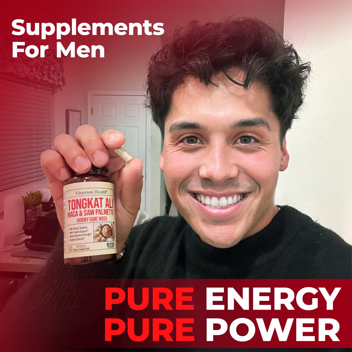 HornyGoatWeed for Men (1000mg per Serving) – Male Enhancing Supplement w/ Maca Root, Tongkat Ali, Saw Palmetto, Panax Ginseng, Tribulus Terrestris & L-Arginine for Energy, Drive & Strength, 60 Count