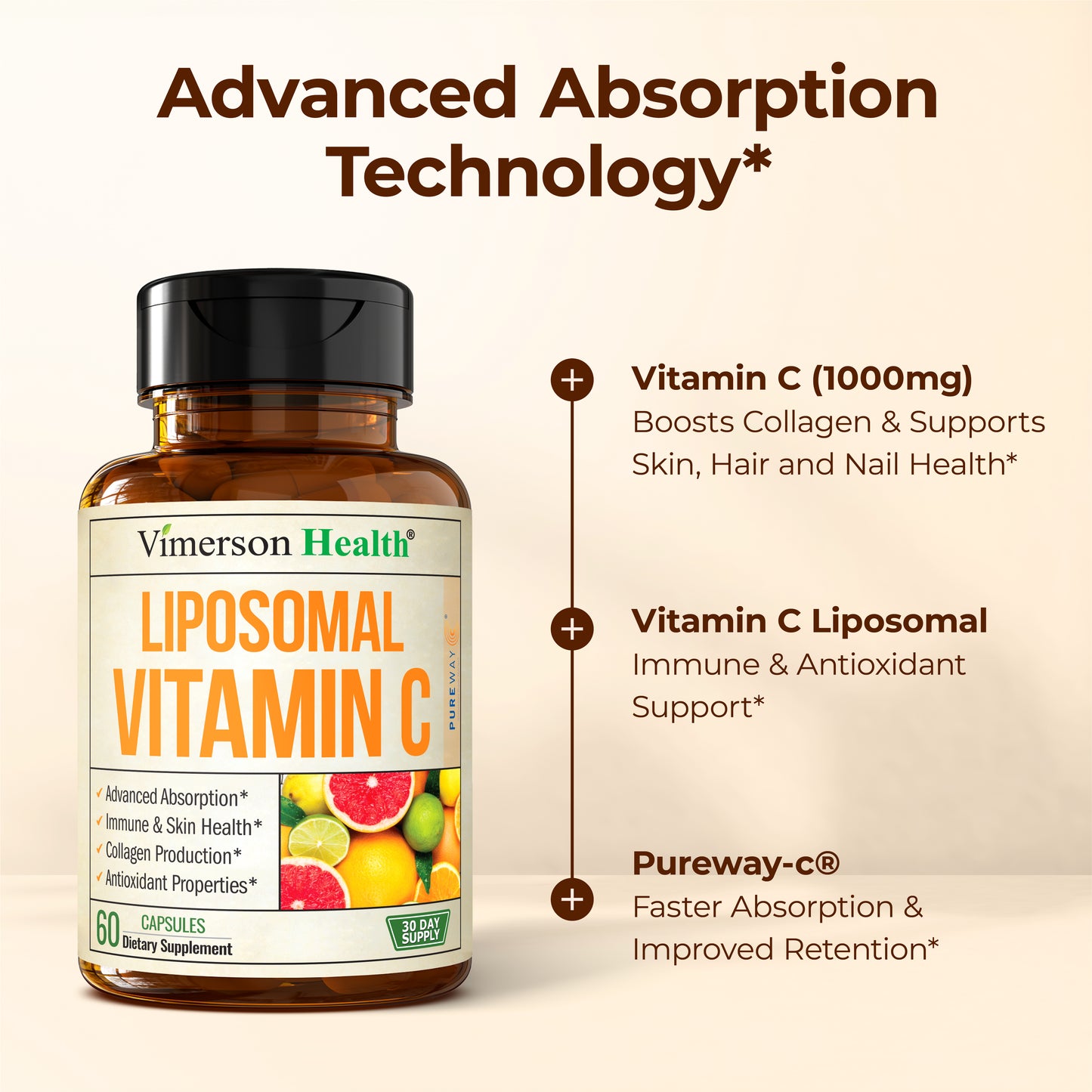 Liposomal Vitamin C 1000mg - Premium Absorption Vitamin C Powder - Immune Support Supplement - Vitamina C 1000mg - High Potency for Antioxidant Support - Gentle on Digestion & Fast Uptake. 60 Capsules