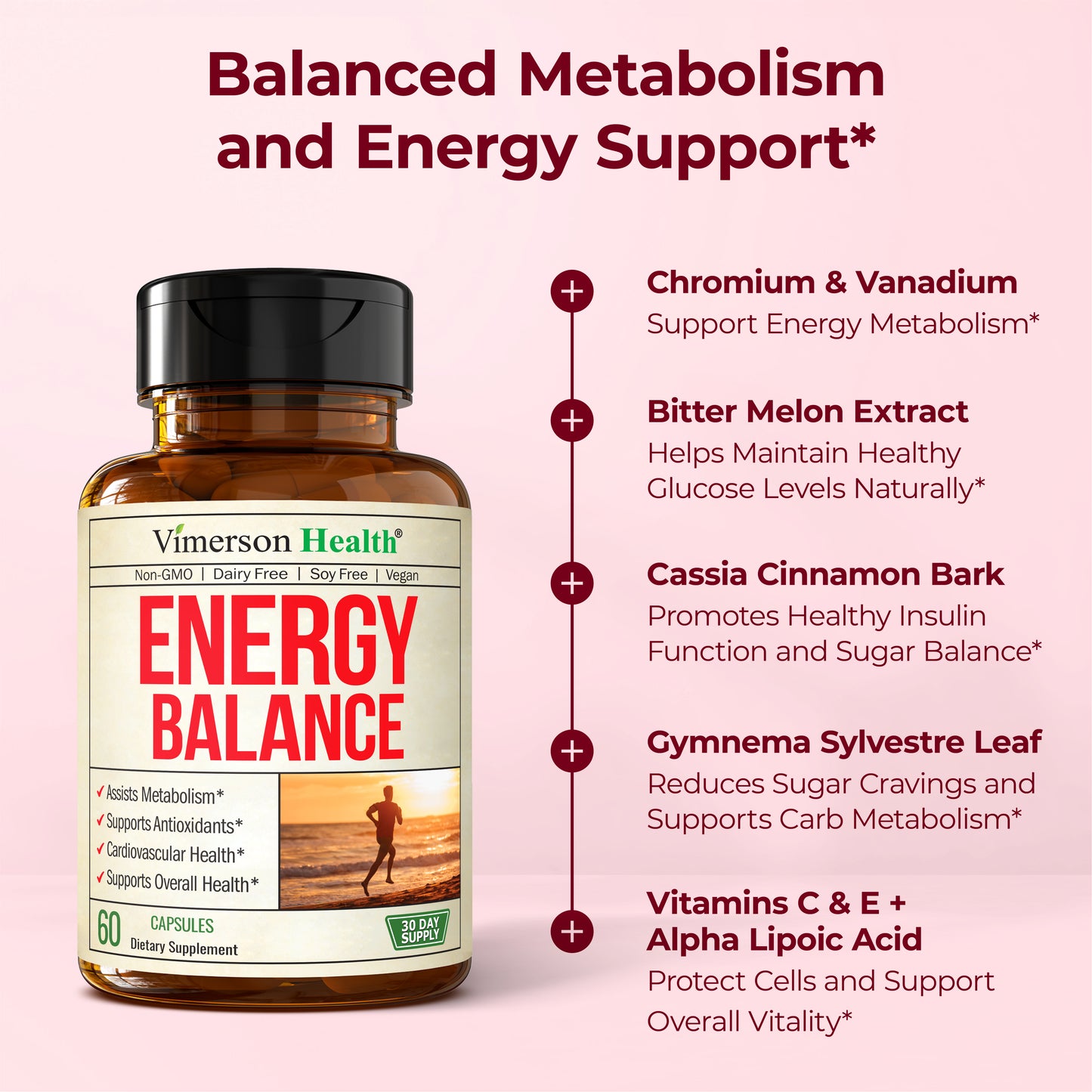 Vanadium with Chromium - Chromium Vanadium Supplement for Caffeine Free Energy and Metabolism Support. With Alpha Lipoic Acid, Cinnamon, Banaba Leaf & Bitter Melon Fruit. Non-GMO. Vegan. 60 Capsules