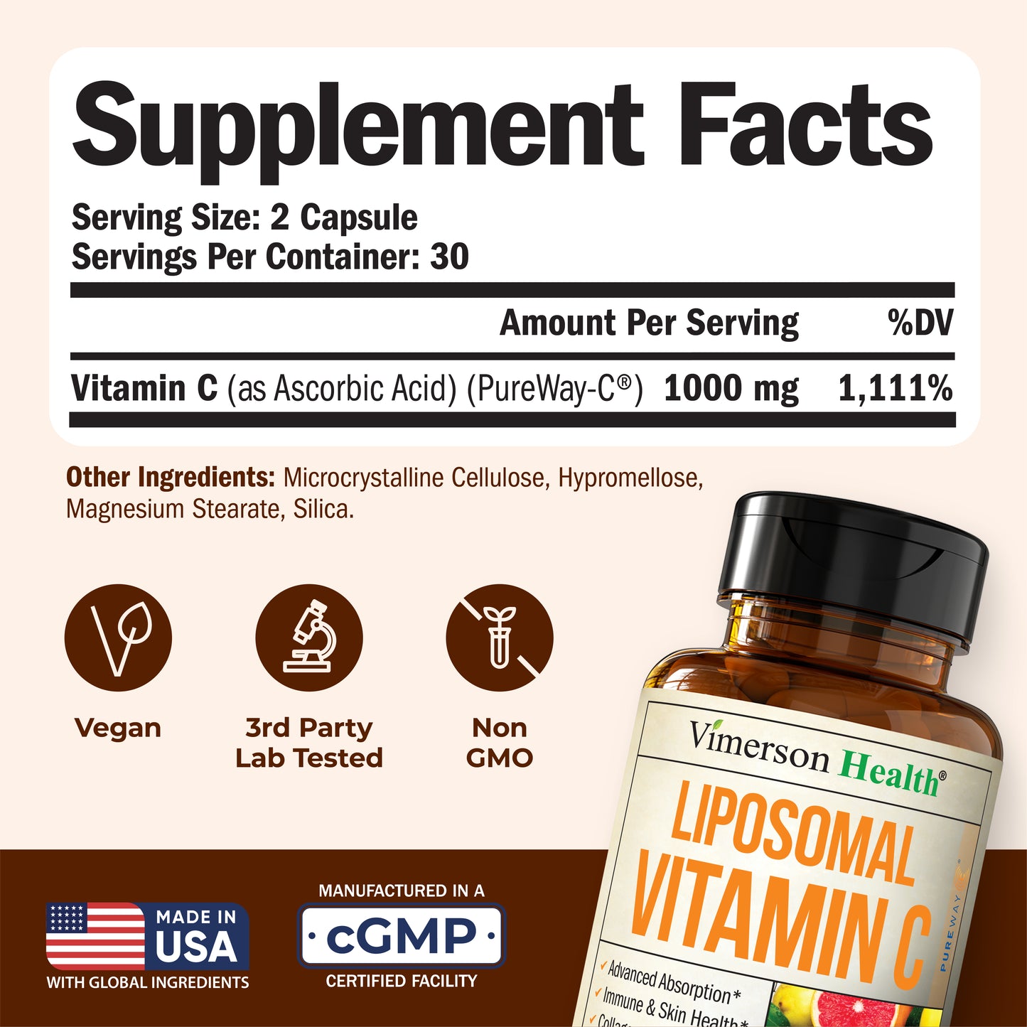 Liposomal Vitamin C 1000mg - Premium Absorption Vitamin C Powder - Immune Support Supplement - Vitamina C 1000mg - High Potency for Antioxidant Support - Gentle on Digestion & Fast Uptake. 60 Capsules