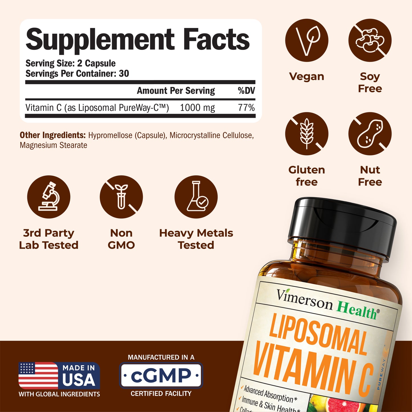 Liposomal Vitamin C 1000mg - Premium Absorption Vitamin C Powder - Immune Support Supplement - Vitamina C 1000mg - High Potency for Antioxidant Support - Gentle on Digestion & Fast Uptake. 60 Capsules