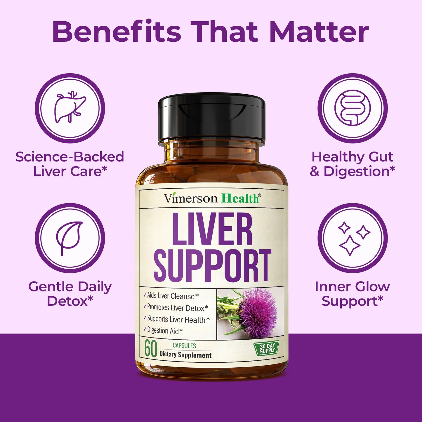 Vegan Liver Cleanse Detox & Repair – Herbal Liver Support Supplement w/ Silymarin Milk Thistle, Zinc, Dandelion Root & Artichoke Extract for Enzyme Support, Energy & Healthy Digestion. 60 Capsules