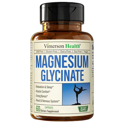 Pure Magnesium Glycinate 200mg (Glicinato de Magnesio) – Chelated Magnesium Supplement for Sleep, Relaxation, Muscle & Women’s Wellness – Better Absorbed Than Citrate or Oxide – 60 Vegan Capsules