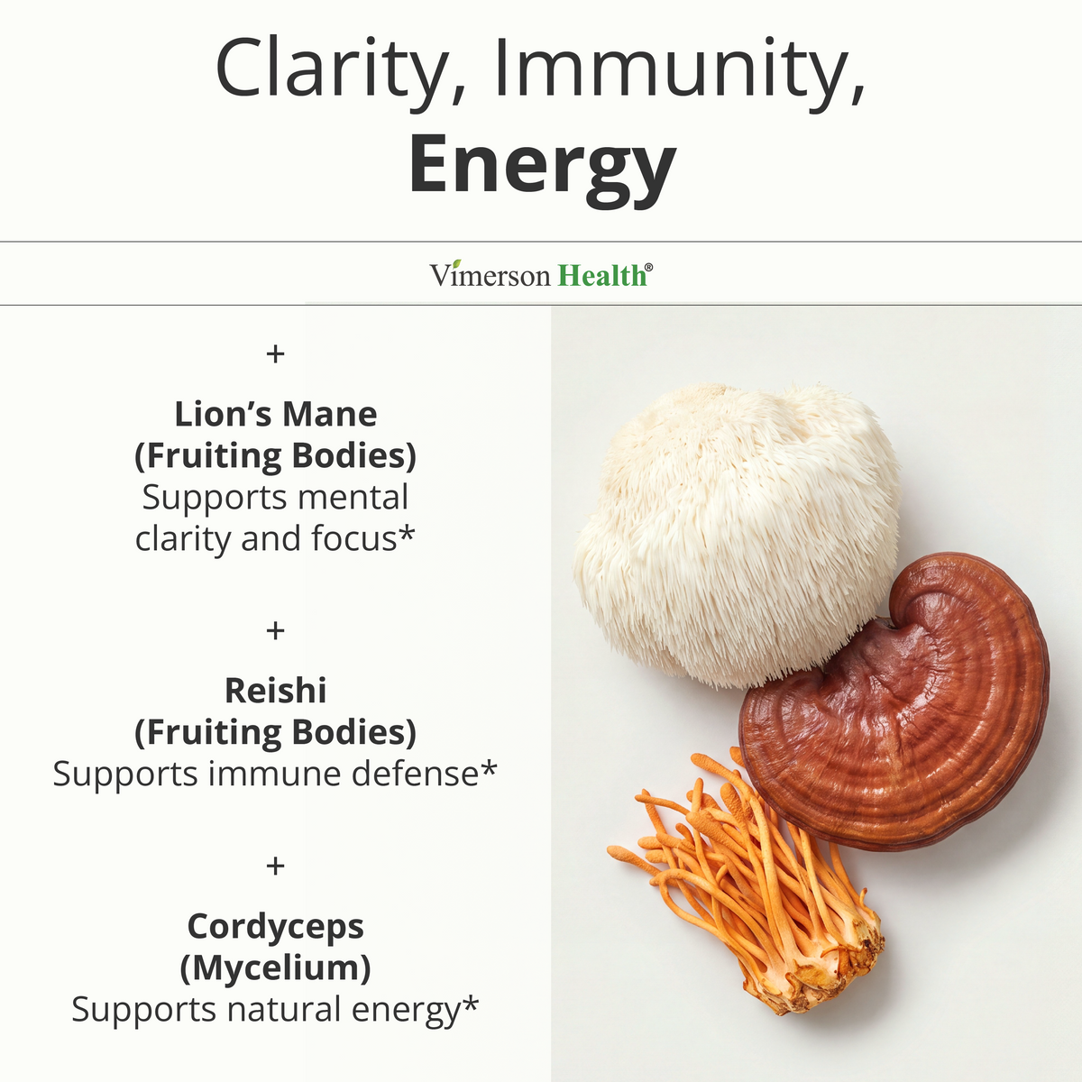 10X Mushroom Supplement w/ Lions Mane & Reishi – Cognitive Support – 60 Ct 1,330mg Functional Mushrooms: Reishi, Turkey Tail, Cordyceps, Shiitake, Chaga & Maitake for Immune & Energy - Gentle Formula
