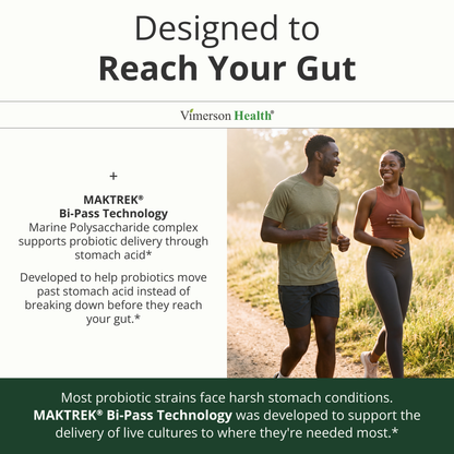 Probiotics for Women & Men, 40 Billion CFU Prebiotics for Gut Health 60 Ct  - 75 MAKTREK® Bi-Pass Technology with 4 Probiotic Strains & Prebiotics for Digestive Health & Immune Support - Fridge-Free Formula