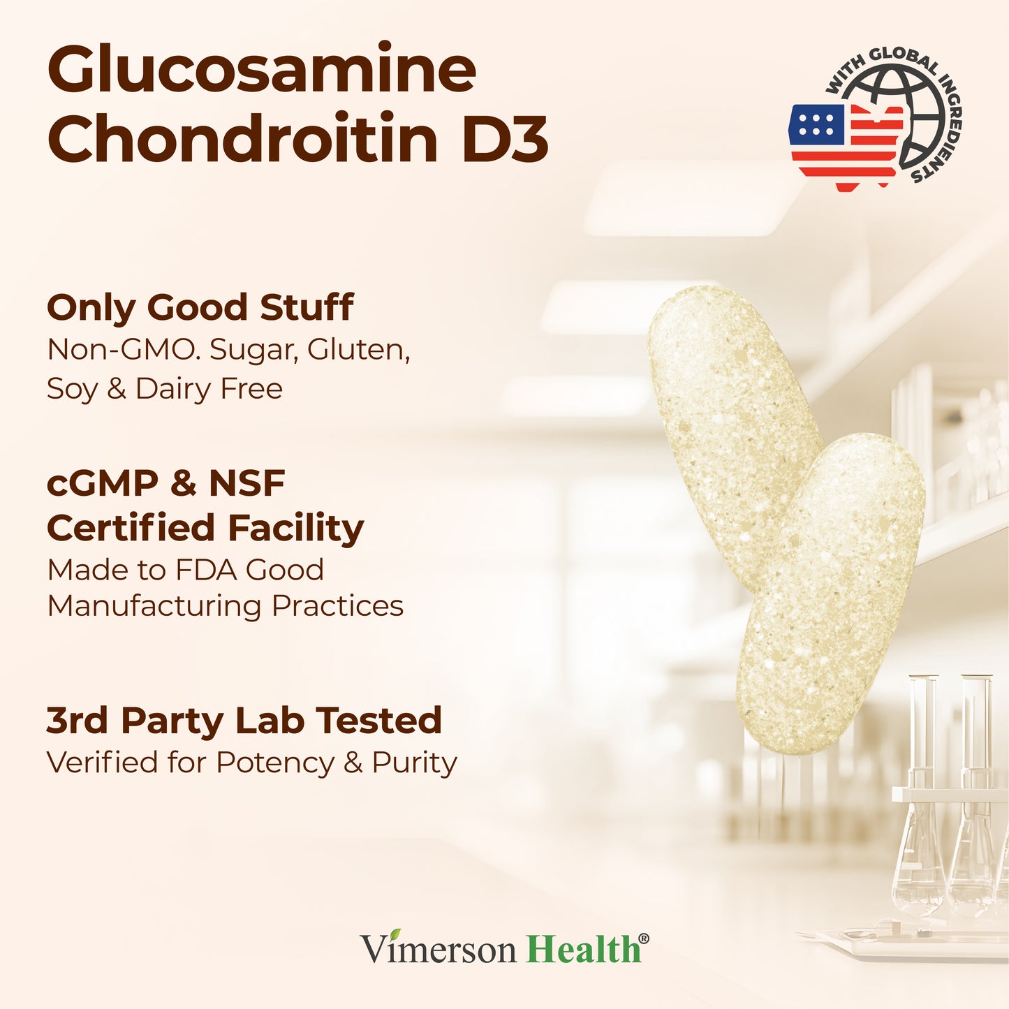 Glucosamine Chondroitin with Vitamin D3 2000IU – FSA Eligible Joint Supplements for Men & Women – Joint Health, Hair Skin Nails, Bone Health & Comfort with MSM, Vit D, Bromelain & Boswellia – 120 Tabs