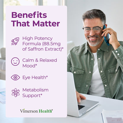 Pure Saffron Supplements for Women & Men w/ 88.5mg Saffron Extract – Mood Support Supplement Plus Eye Health – Azafran Safron Spice Alternative to Gummies or Powder – 60 Vegan Count – 2 Month Supply