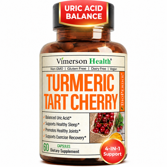 Tart Cherry Capsules – Turmeric Curcumin Supplement with Tart Cherry Extract & Celery Seed Extract – Turmeric Curcumin with Black Pepper for Uric Acid Balance, Joint Health & Sleep Aid - 60 Count